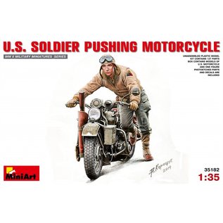 MiniArt U.S. Soldier Pushing Motorcycle - 1:35