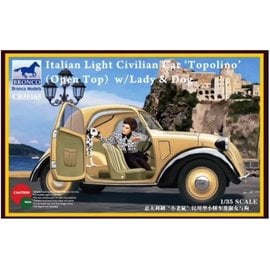 Bronco Models Bronco Models - Fiat Topolino - Italian Light Civilian Car (open top) w/Lady & dog - 1:35