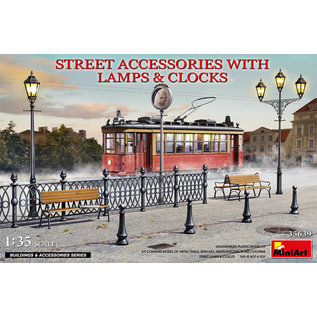 MiniArt Street Accessories with Lamps & Clocks - 1:35