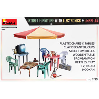 MiniArt Street Furniture w/Electronics & Umbrella - 1:35