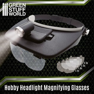 Green Stuff World Kopfbandlupe mit Wechselgläsern und LED-Beleuchtung