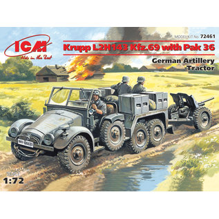 ICM Krupp L2H143 Kfz.69 with Pak 36 German Artillery Tractor - 1:72