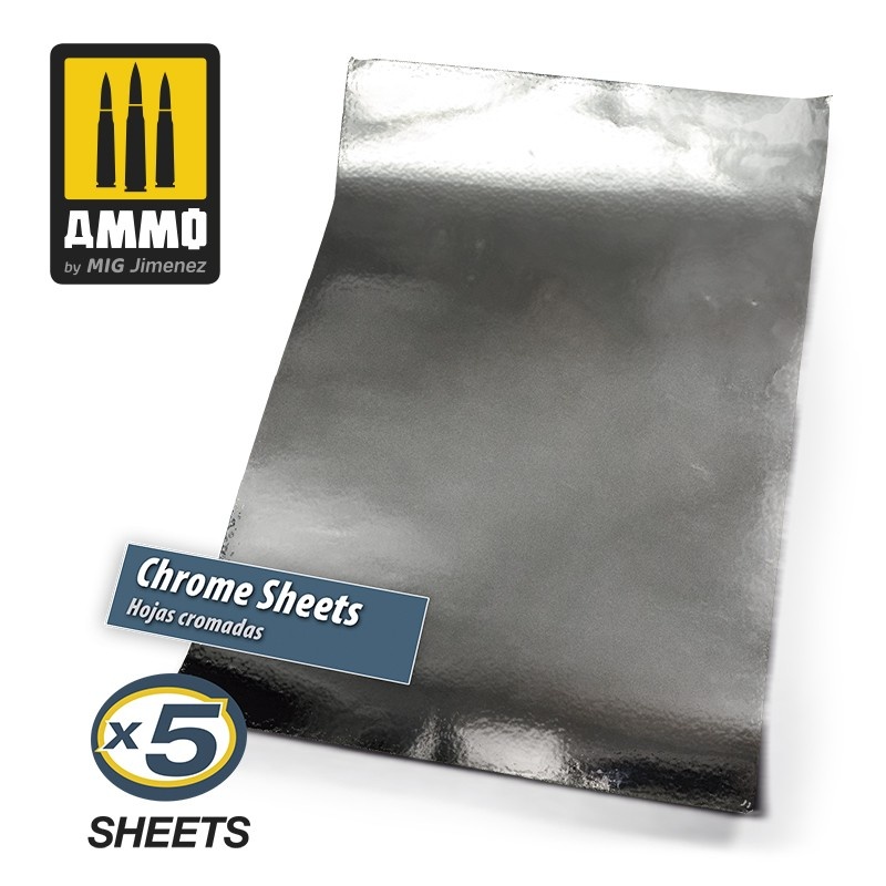 AMMO - Chrom-Effekt-Folie, selbstklebend / CHROME SHEETS (5 Stck.) -  Traudls Modellbau