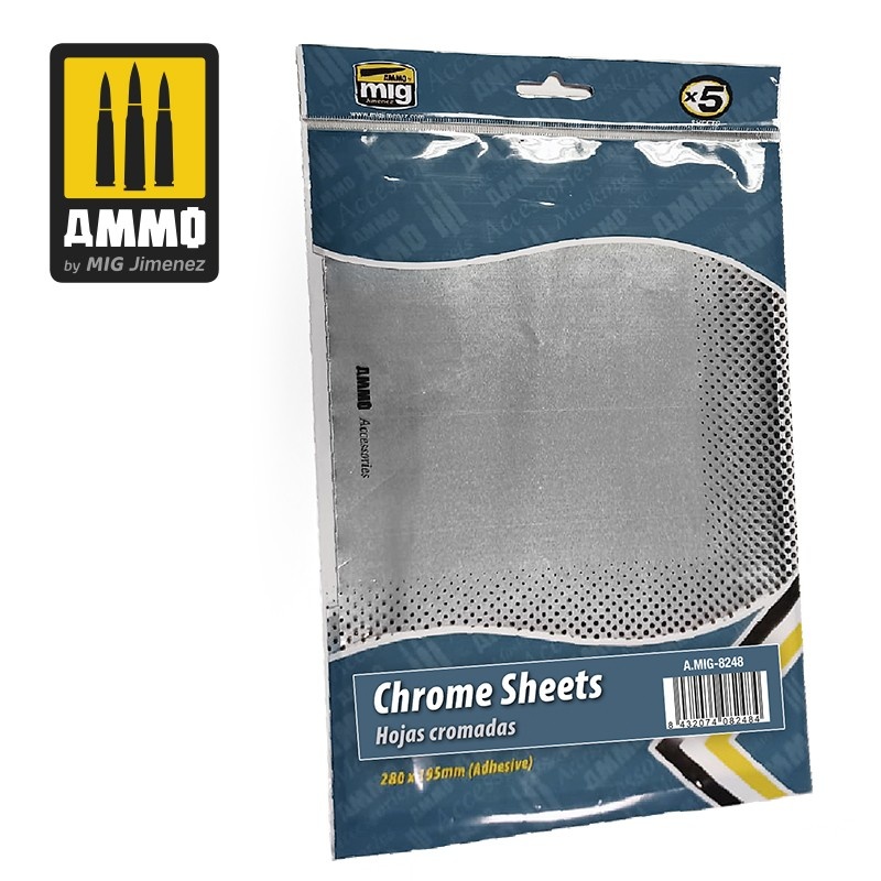 AMMO - Chrom-Effekt-Folie, selbstklebend / CHROME SHEETS (5 Stck.) -  Traudls Modellbau