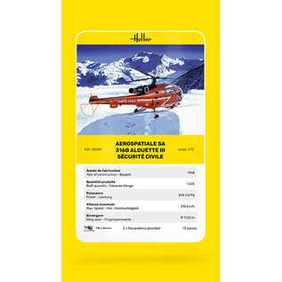 Heller Sud Aviation Alouette III Sécurité Civile - 1:72