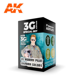 AK Interactive 3rd Gen. Acryl. Set "US Modern Pilot Uniform Colors"