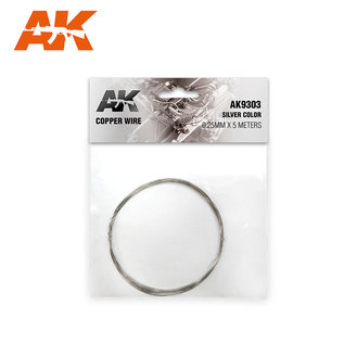 AK Interactive Kupferdraht, silberfarben 0,25mm x 5m / Copperwire, silver