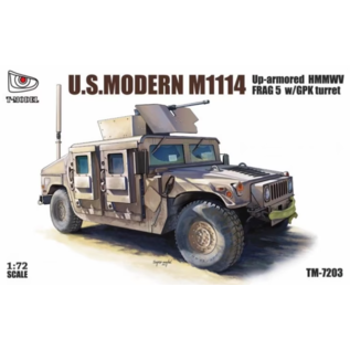 T-Model U.S. Modern M1114 FRAG 5 w/ GPK Turret Up-Armored HMMWV - 1:72