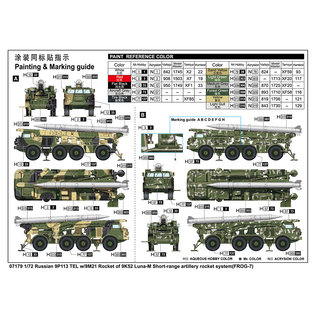 Trumpeter Russian 9P113 TEL w/9M21 Rocket of 9K52 Luna-M Short-range artillery rocket system (FROG-7) - 1:72