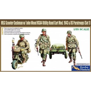 Gecko Models WWII US Paratroops with Cushman Parascooter and John Wood M3A4 Utility Hand Car Mod. 1943 (Set 1) - 1:35