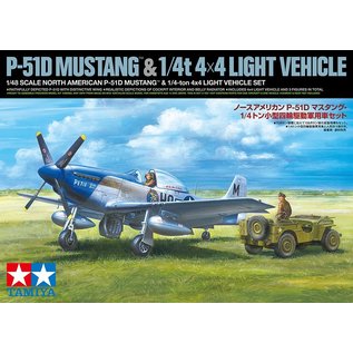 TAMIYA North American P-51D Mustang & 1/4 ton 4x4 Light Vehicle Set - 1:48