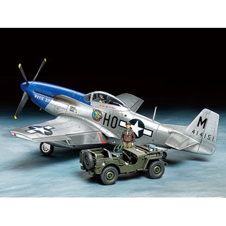 TAMIYA North American P-51D Mustang & 1/4 ton 4x4 Light Vehicle Set - 1:48