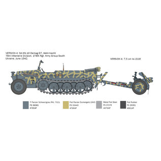 Italeri Sd.Kfz. 10 Demag D7 with 7,5cm leIG 18 and crew - 1:35