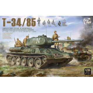 Border Model T-34/85, Composite Turret, 112 Plant w/5 Resin Figures, Metal Gun Barrel, Workable Tracks - 1:35