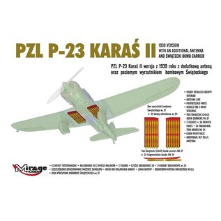 Mirage Hobby PZL P-23 Karaś II 1939 version with an additional antenna and Świątecki bomb carrier - 1:48