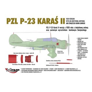 Mirage Hobby PZL P-23 Karaś II 1939 version with an additional antenna and Świątecki bomb carrier - 1:48