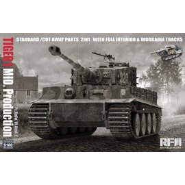 Ryefield Model RFM - Pz.Kpfw. VI Ausf. E Tiger I Mid. Production Standard/Cut Away Parts 2in1 with full interior & workable tracks - 1:35