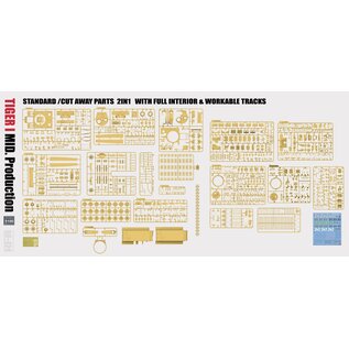 Ryefield Model Pz.Kpfw. VI Ausf. E Tiger I Mid. Production Standard/Cut Away Parts 2in1 with full interior & workable tracks - 1:35