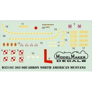 Modelmaker Decals No. 303 Squadron North American Mustangs mask + decal - 1:32