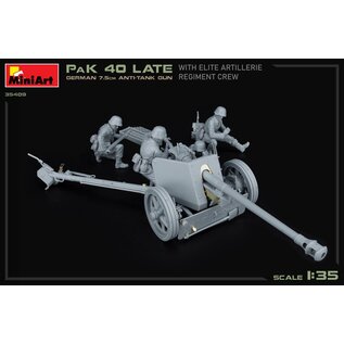 MiniArt German 7,5cm Anti-Tank Gun Pak 40, Late with elite artillerie regiment crew - 1:35