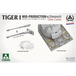 TAKOM Tiger I Mid Production w/zimmerit Sd.Kfz. 181 Pz.Kpfw. VI Ausf. E Otto Carius - Limited Edition - 1:35