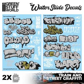 Green Stuff World Green Stuff World - Water slide decals - Train and Graffiti Mix - Silver and Gold