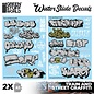 Green Stuff World Water slide decals - Train and Graffiti Mix - Silver and Gold