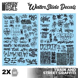 Green Stuff World Green Stuff World - Water slide decals - Train and Graffiti Mix - Black