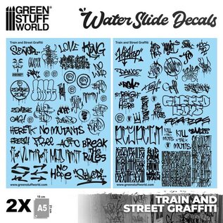 Green Stuff World Water slide decals - Train and Graffiti Mix - Black