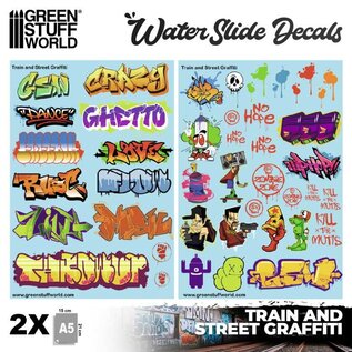 Green Stuff World Water slide decals - Train and Graffiti Mix