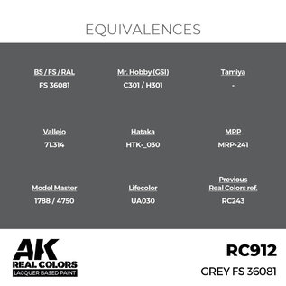 AK Interactive Real Colors Air - RC912 Grey FS 36081