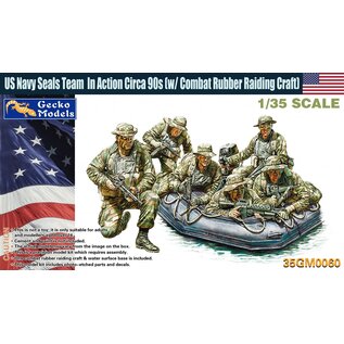 Gecko Models US Navy Seals Team In Action Circa 90s with Combat Rubber Raiding Craft - 1:35