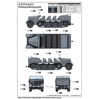 Trumpeter Schwerer Zugkraftwagen 18t - Sd.Kfz. 9 Artillery Version - 1:35