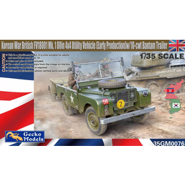 Gecko Models Gecko - Korean War British FV18001 Mk. 1 80in 4x4 Utility Vehicle (Early Production) w/10-cwt Bantam Trailer - 1:35