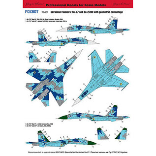 Foxbot Decals Su-27S & Su-27UB Ukrainian Air Forces, geometric camouflage and stencils - 1:72
