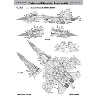 Foxbot Decals Su-27S & Su-27UB Ukrainian Air Forces, geometric camouflage and stencils - 1:72