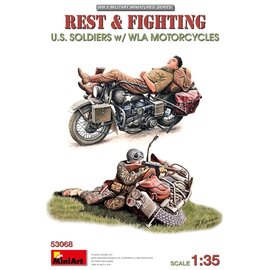 MiniArt MiniArt - Rest & Fighting. U.S. Soldiers w/WLA Motorcycles - 1:35