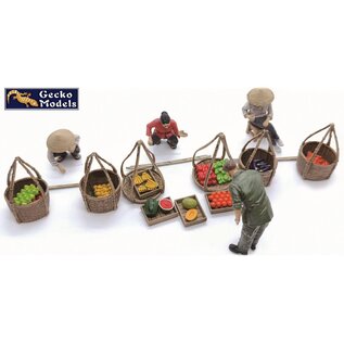 Gecko Models 60’~70’s Saigon Street Fruit & Vegetable Vendor Set - 1:35