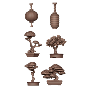 AK Interactive Basing Bits - Japanese Lamps & Bonsai