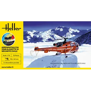 Heller Starter Kit - Aerospatiale SA.316B Alouette III Sécurité Civile - 1:72