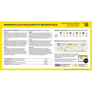 Heller Starter Kit - Aerospatiale SA.316B Alouette III Sécurité Civile - 1:72