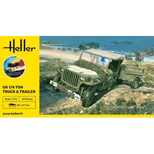 Heller Starter Kit - U.S. 1/4ton Truck & Trailer - 1:72