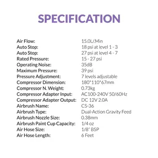 Gaahleri GTS-06 Serenair Mini Compressor Set mit Airbrush (0,38mm) & Schlauch