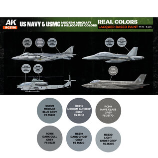 AK Interactive Real Color Set - US Navy & USMC Modern Aircraft & Helicopter Colors