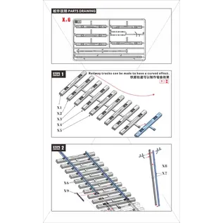 Lanmo Model Railway Track, Soviet Gauge - 480mm incl. Utility Poles - 1:35
