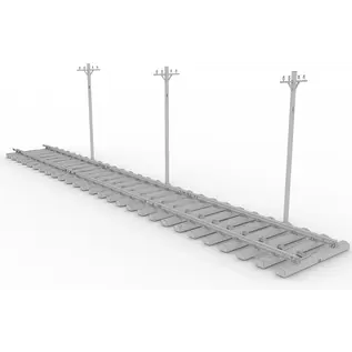 Lanmo Model Railway Track, Soviet Gauge - 480mm incl. Utility Poles - 1:35