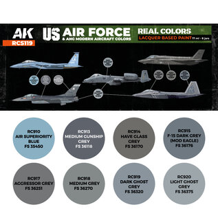 AK Interactive Real Color Set - US Air Force & ANG Modern Aircraft Colors