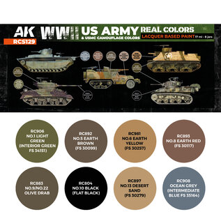 AK Interactive Real Color Set - WWII US Army & USMC Camouflage Colors