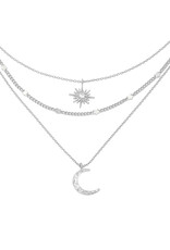 Zilveren laagjes ketting Star & Moon