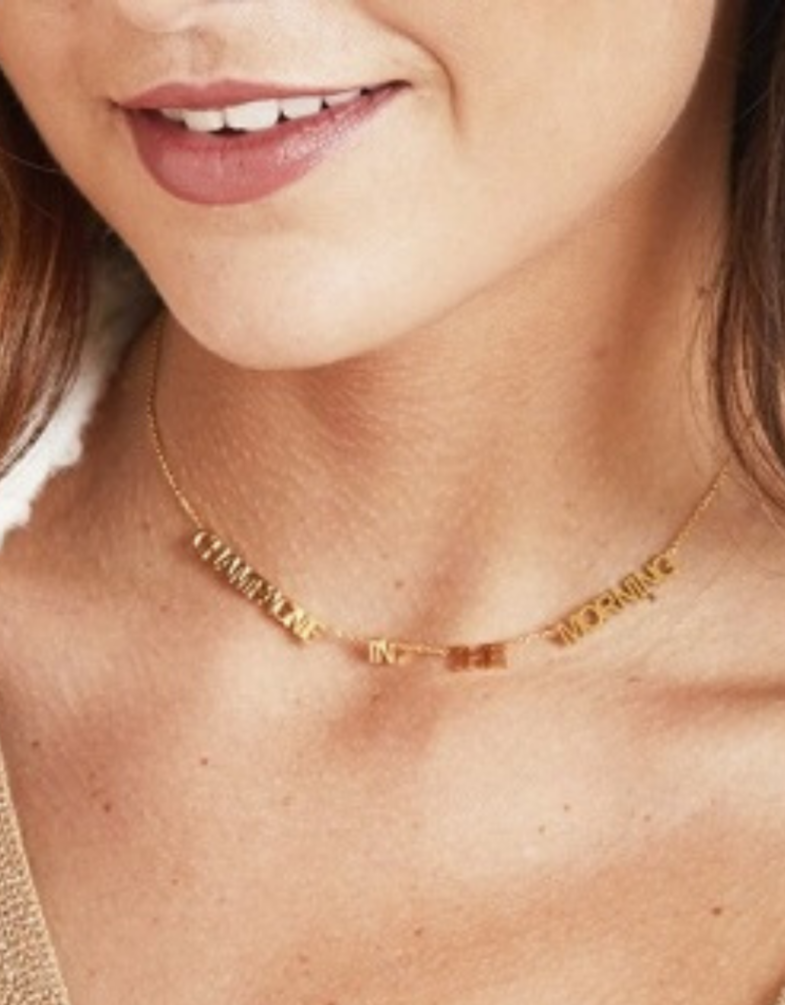 Gouden tekstketting Champagne in the morning